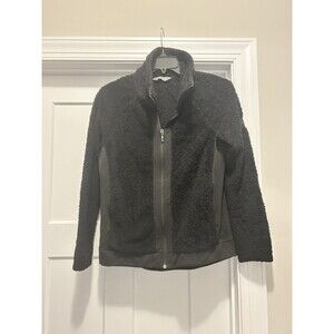THE NORTH FACE Black/Grey Zip Up Teddy Bear Fleece Jacket Soft Cozy Size Medium